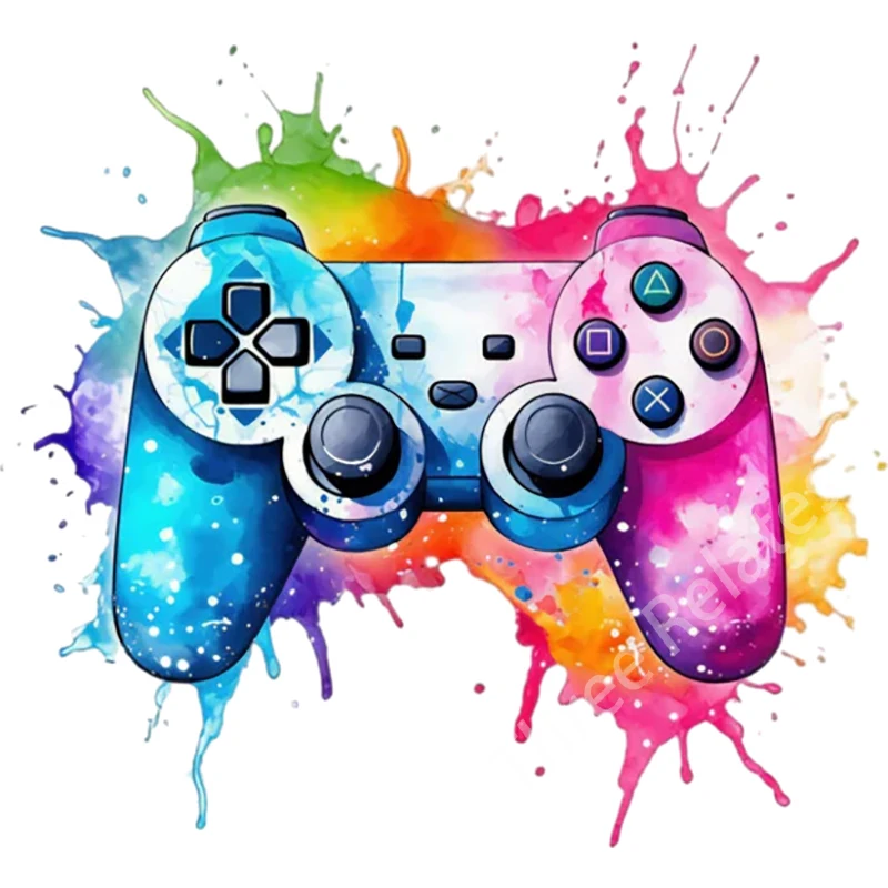 Three Ratels Q27 Watercolor game controller cartoon decals for computer decoration study wall sticker