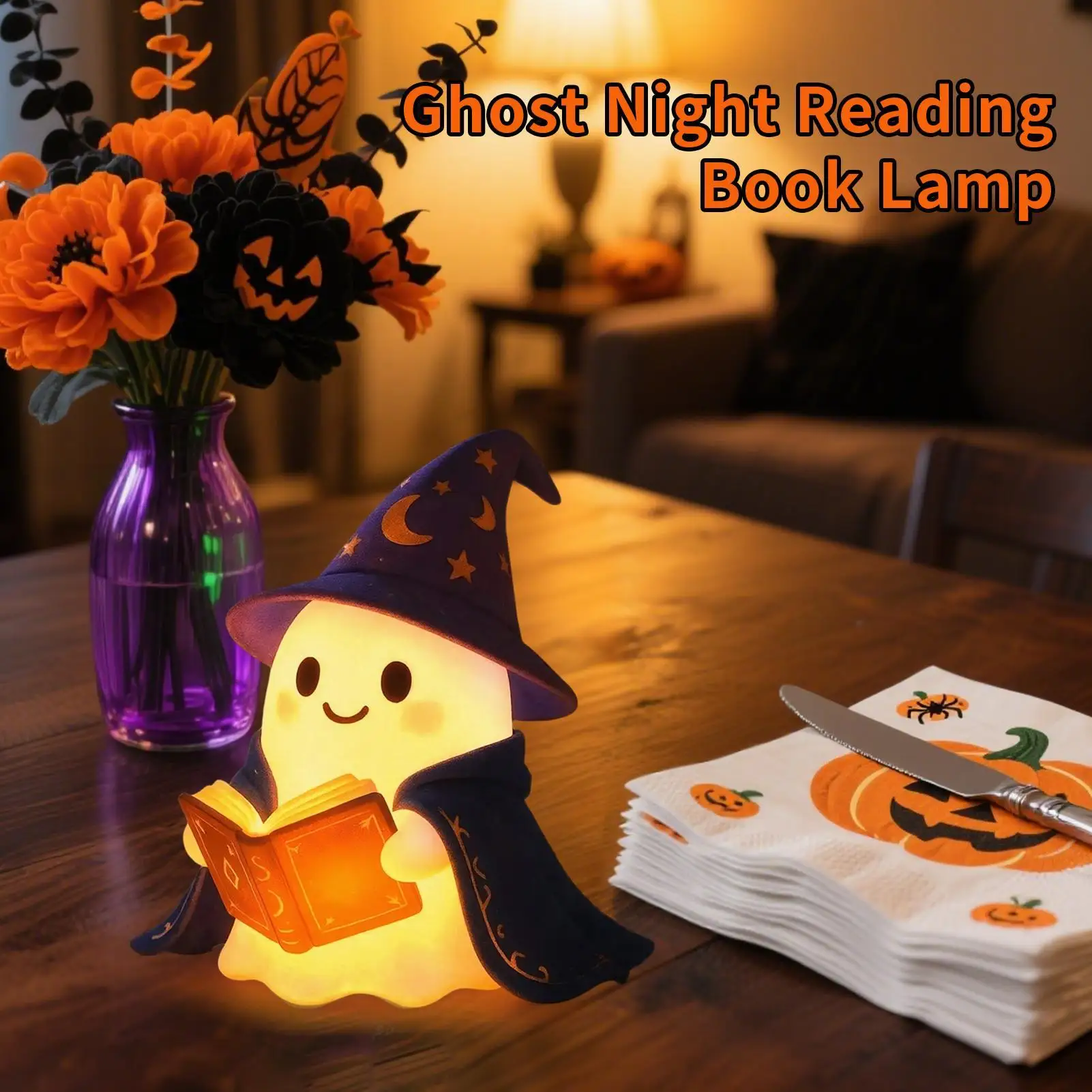 ضوء ليلي شبح مخيف، ديكور بتصميم كتاب مخيف LED، غرفة عطلة الأطفال، غرفة نوم المزرعة، مكتب المنزل، إضاءة الموقد
