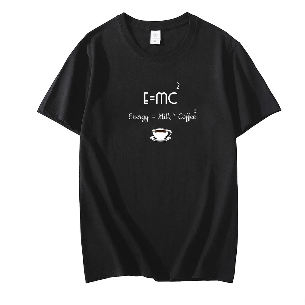 Energy = Milk + Coffee T-shirt Short Sleeve O Collar T-shirt Graphic Printed Cartoon Cotton T-shirt Cartoon Print Fashion Tees