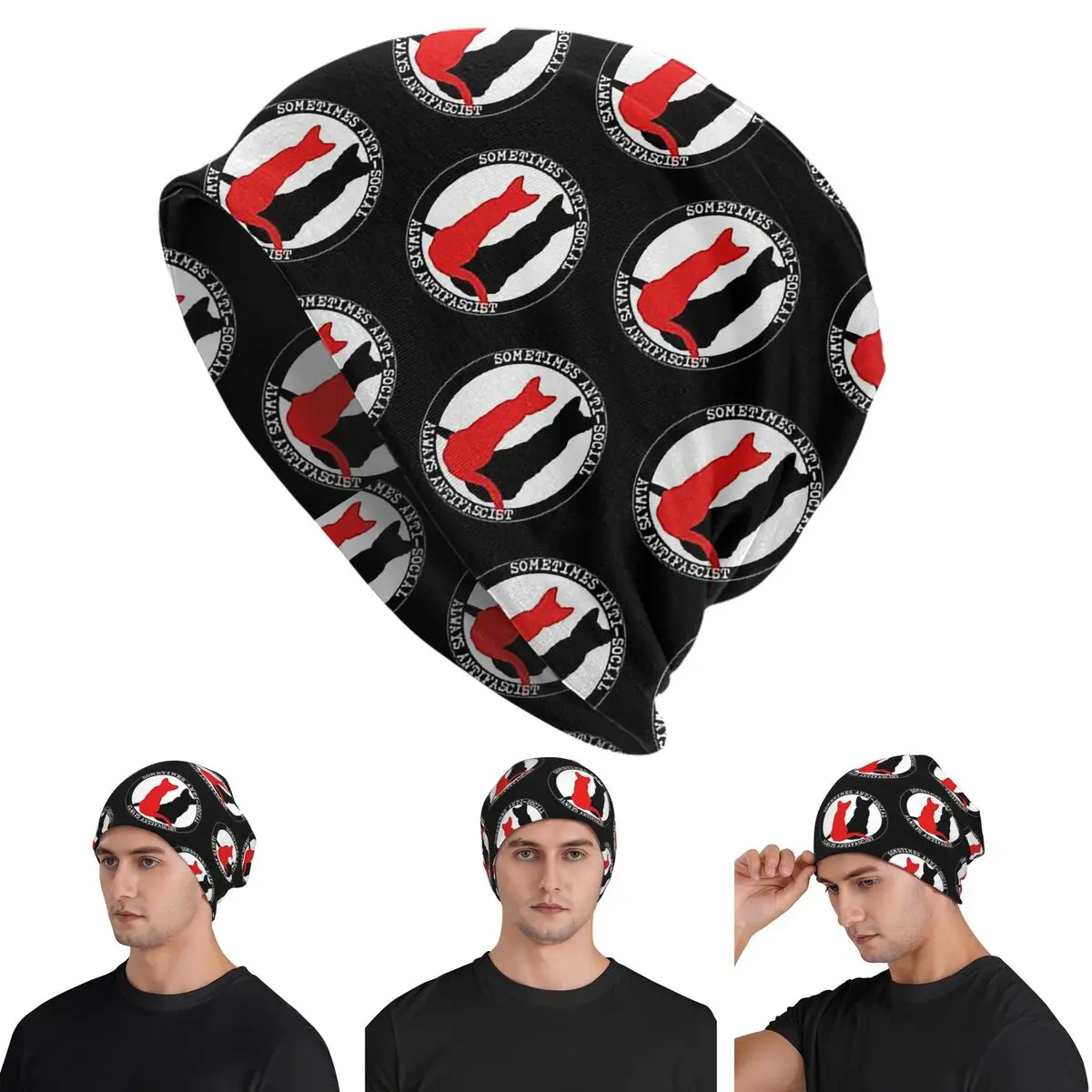 

Antifa Cats Skullies Beanies Hats Warm Autumn Winter Outdoor Cap Knitted Bonnet Caps for Men Women Adult