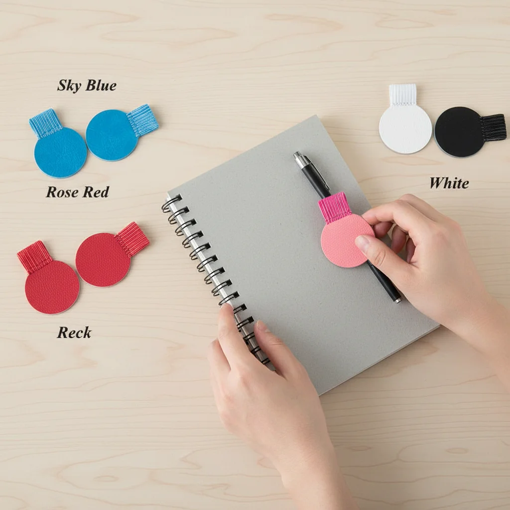 4PCS Office Supplies Portable Stationery Elastic Loop Notebook Leather Pen Clips Self-adhesive Pen Holder