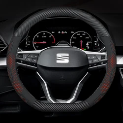 For SEAT Leon Ibiza FR 2 Ateca Arona Exeo Arosa Tarraco Mii Carbon fiber Suede Leather Car Steering Wheel Cover Auto Accessories