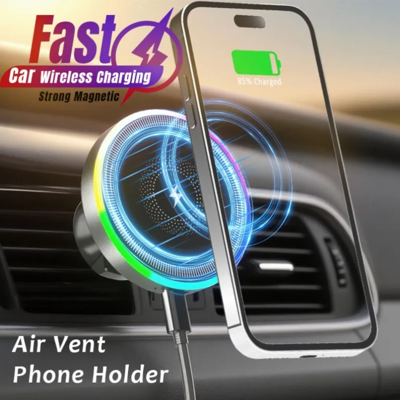 360 °   Rotation Auto Air Vent Telefon Magnetische Drahtlose Ladegerät Halter Stehen Für iPhone 16 15 14 13 12 Pro Max Schnelle Ladestation