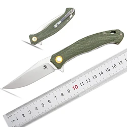 Sitivien ST112 Folding Knife, D2 Blade and Micarta Handle EDC Tool Knife with Pocket Clip for Outdoor Camping Hiking Survival