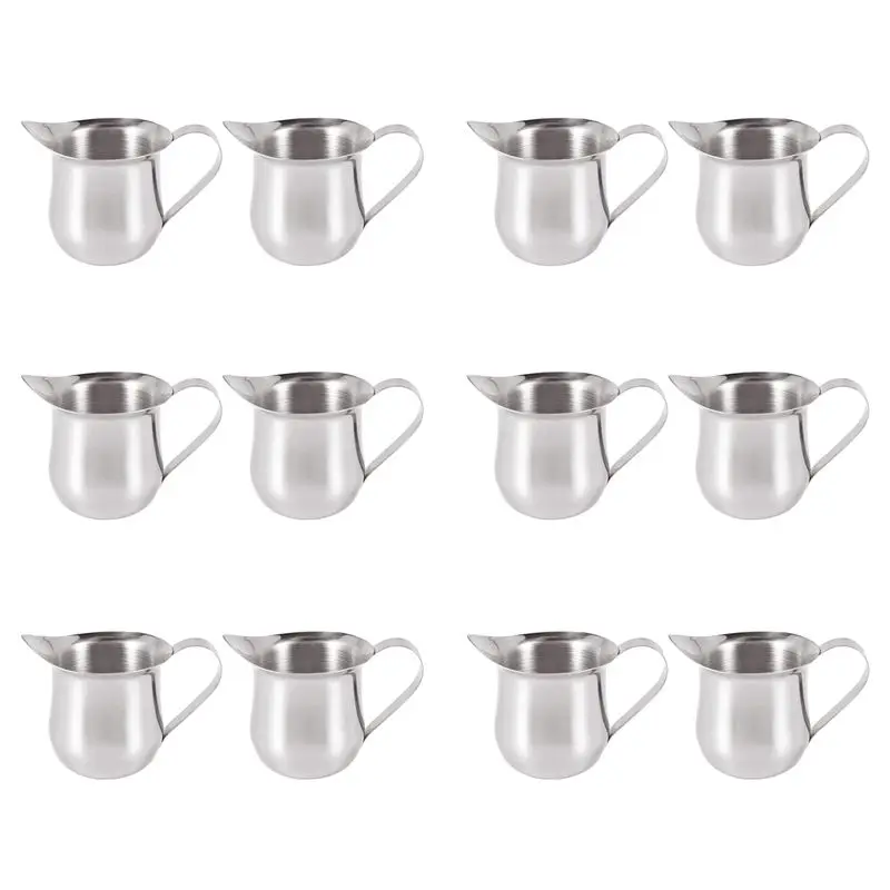 ABVJ-12Pack 3Oz Stainless Steel Bell Creamer Espresso Shot Frothing Pitcher Cup Latte Art Espresso Measure Cup