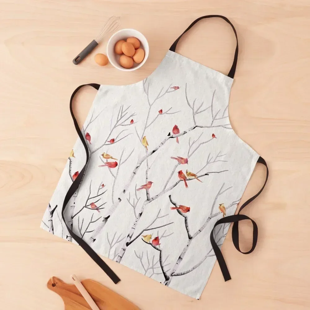 

Birch Tree and Cardinal 2 Apron Sexy Kitchen Things For Home chef costume Waterproof Kitchen For Women Apron