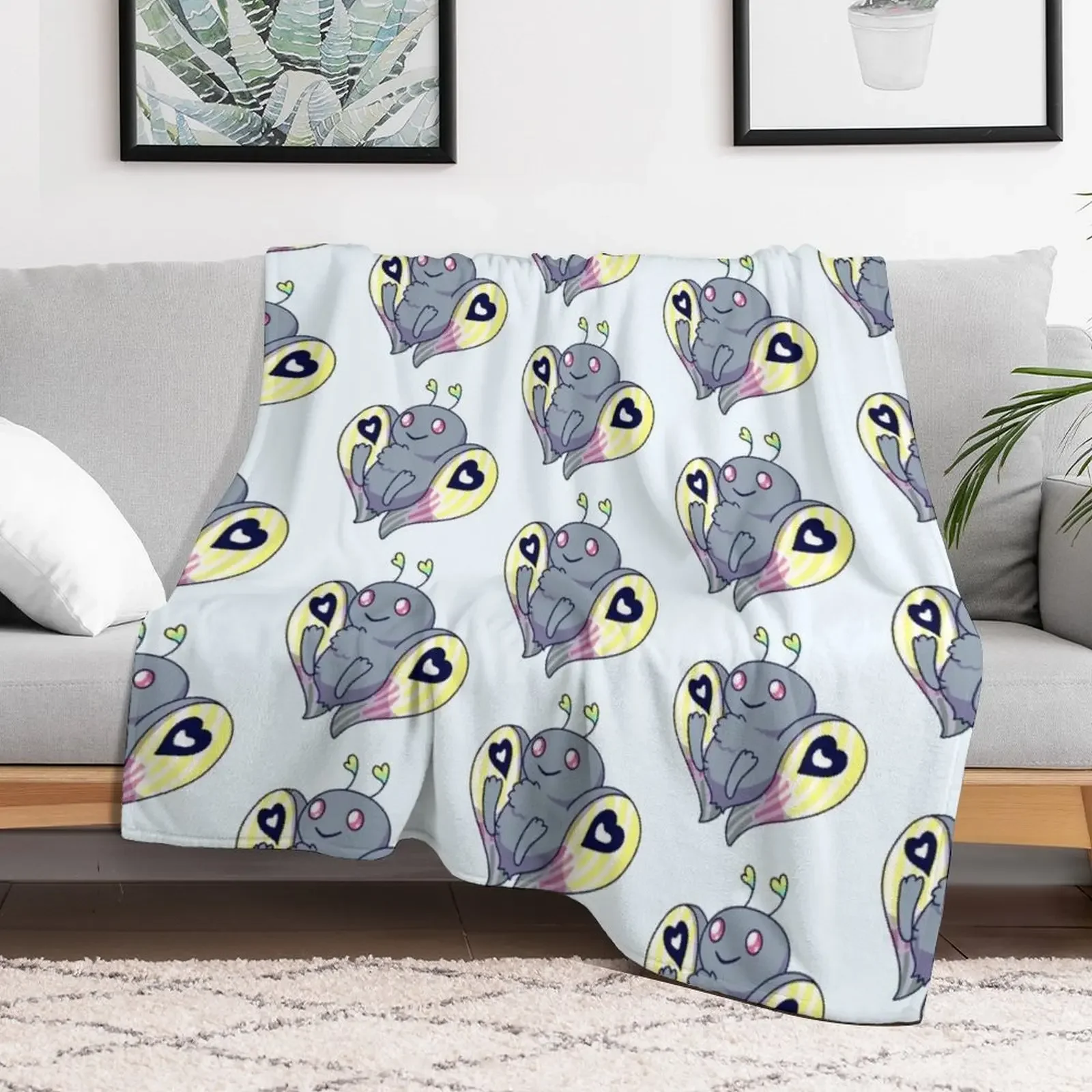 Kawaii Mothman Throw Blanket Warm Plush Fuzzy Blanket for Living Room