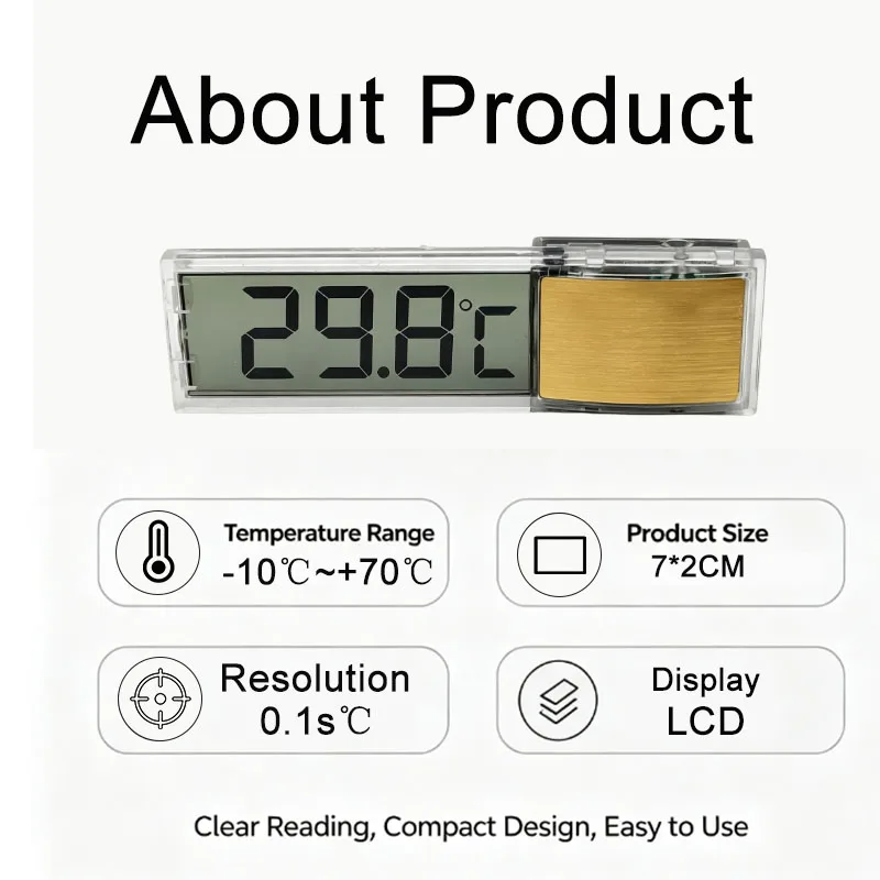 1PC Electronic Digital LCD Aquarium Thermometer, Fish Tank Temperature Measurement Temp Meter, Reptile Tank Aquarium Accessories