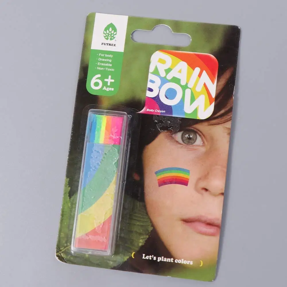 พาราฟิน Rainbow Face Paint Stick ล้างทําความสะอาดได้เรืองแสง Art ภาพวาดแต่งหน้าปากกาทําความสะอาดง่าย Multicolor