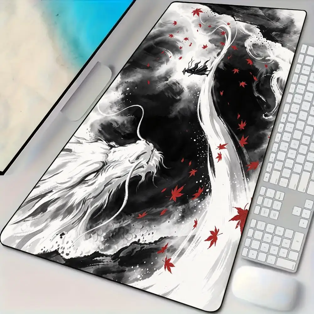Divine Dragon and Swordsman Mouse Pad Desk Mat Large Computer Office Carpet Mousepad Gamer Gaming PC Accessories Keyboard Rug