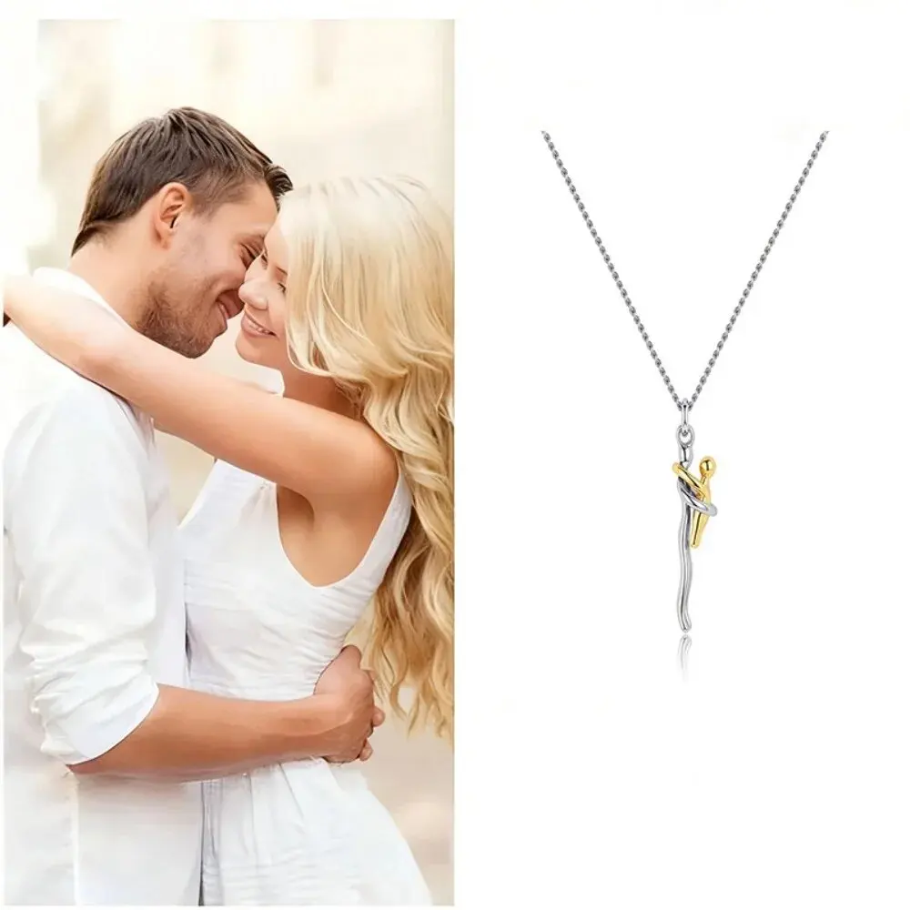 Mother Child Hug Pendant Necklace for Women Men Mother's Day Father's Day Valentine's Day Creative Charm Jewelry Gifts