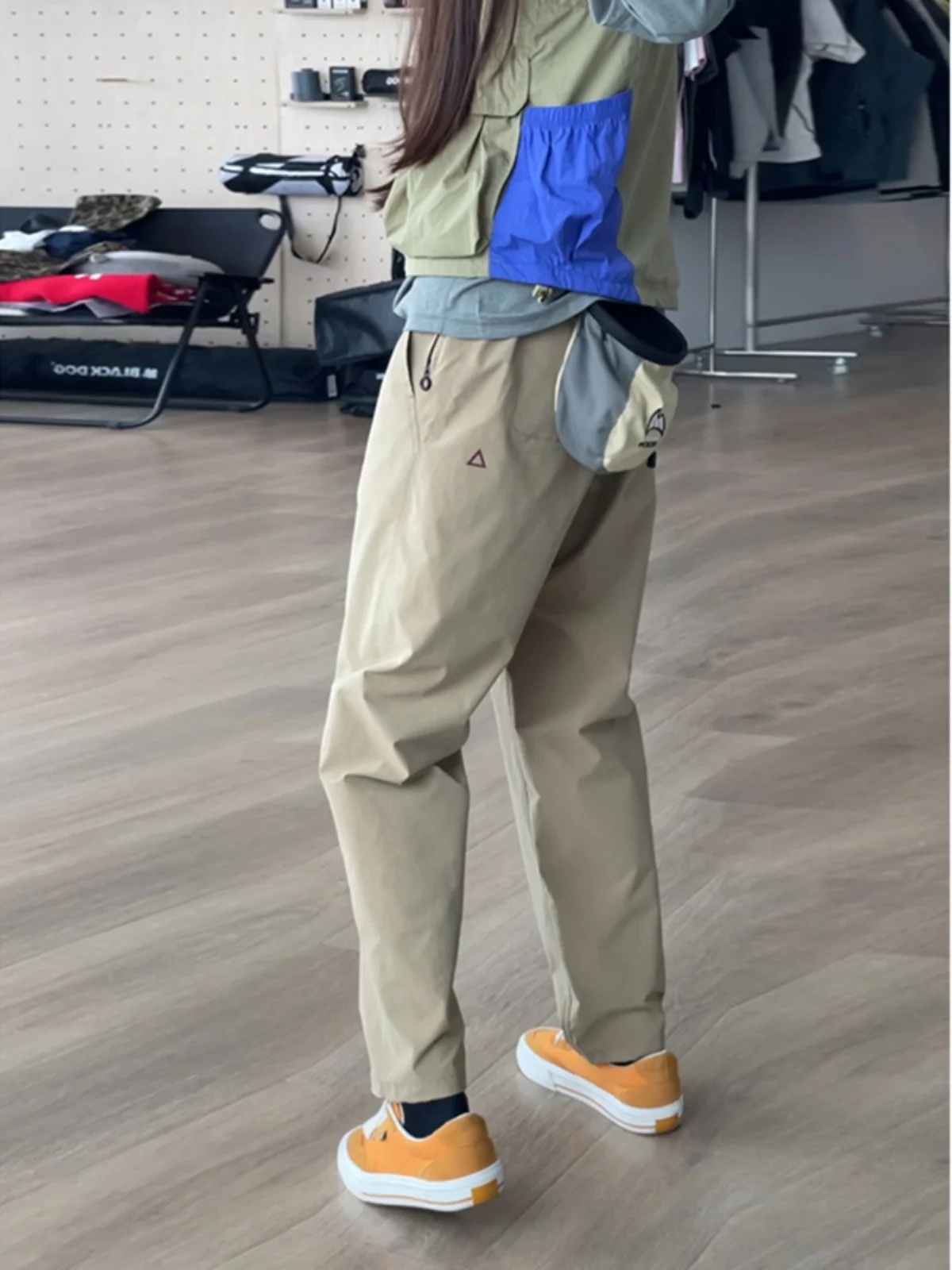 Khaki Soft ell Waterproof Men's Autumn Straight Leg Micro Cone Cuffed Workwear Pants Outdoor Hiking Mountain Climbing Trousers
