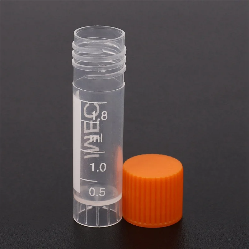 

250Pcs 1.8Ml Plastic Graduated 0.063Oz Cryovial Test Tube Sample Pipe With Seal Cap