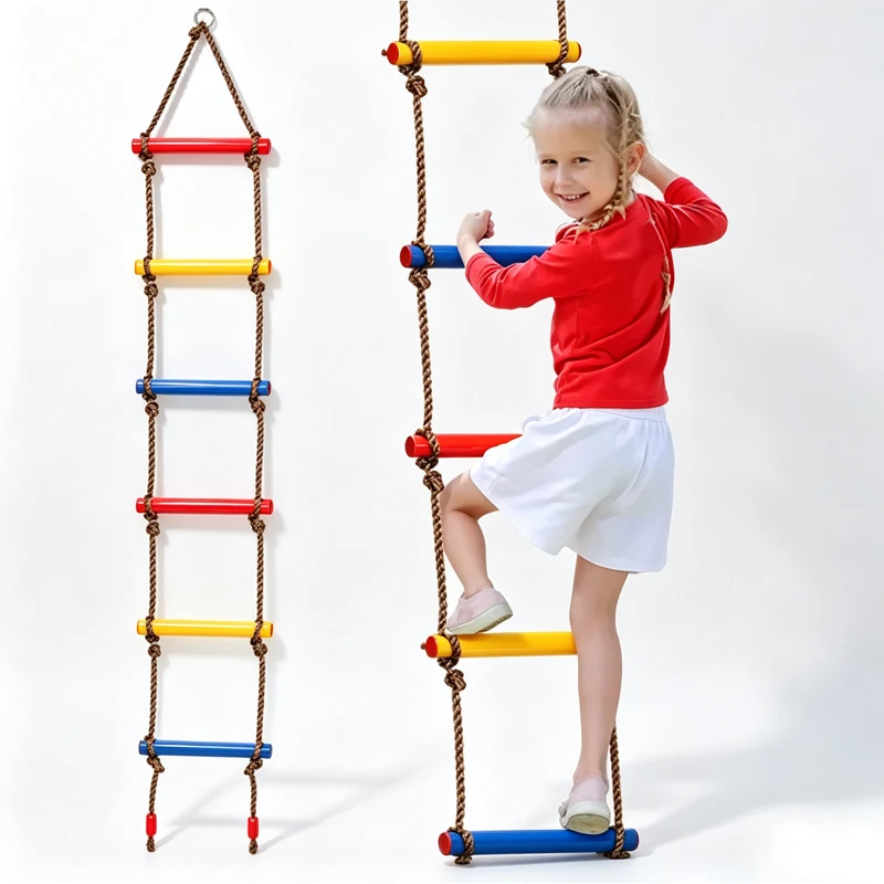 Climbing Rope Ladder For Kids Outdoor Indoor Backyard Swing Garden Tree House Playground Sensory Integration Training Equipment