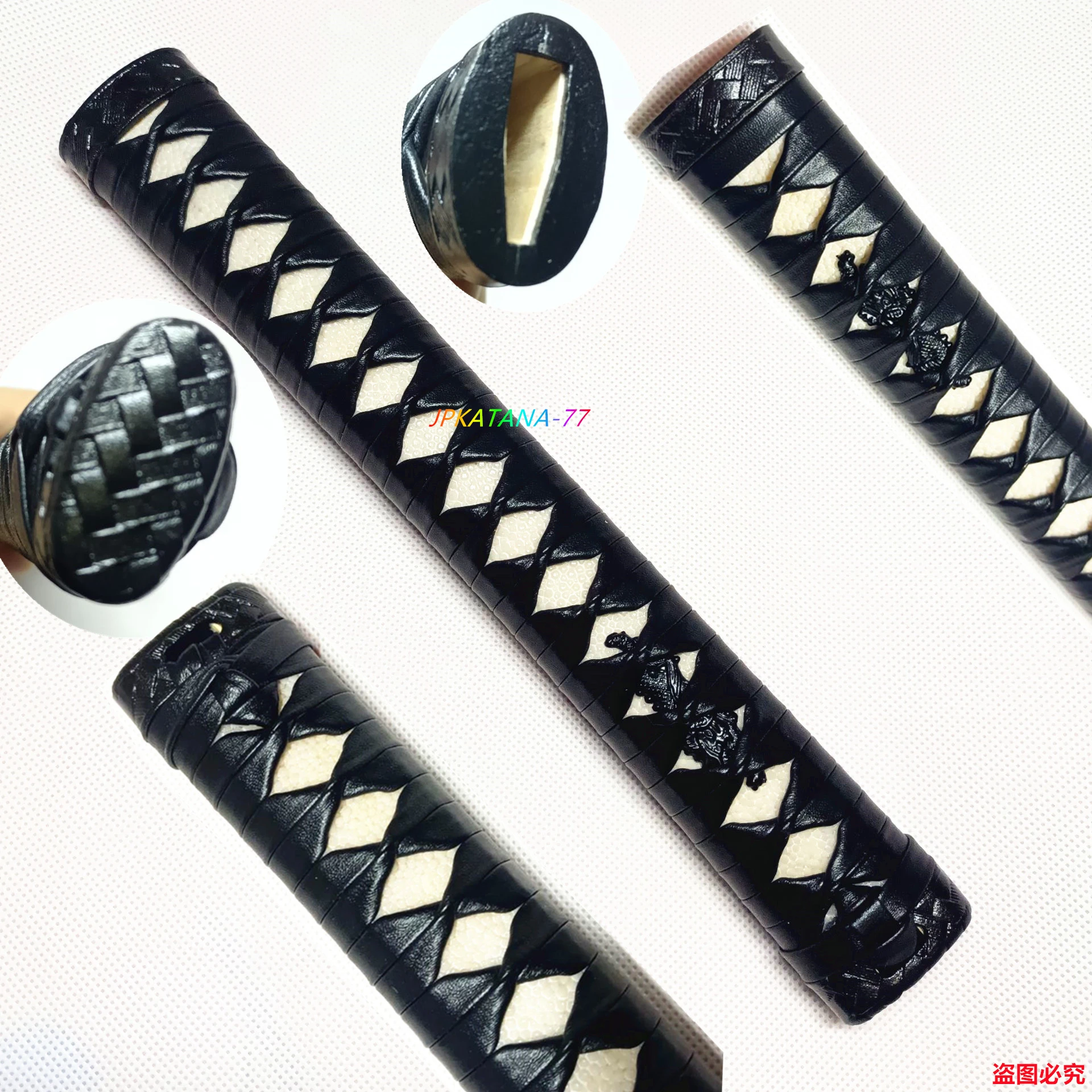 

26cm High Quality Tsuka Handle Real Rayskin leather Ito Steel Iron Fuchi Kashira Menuki Fittings For Japanese Katana Sword Hilt
