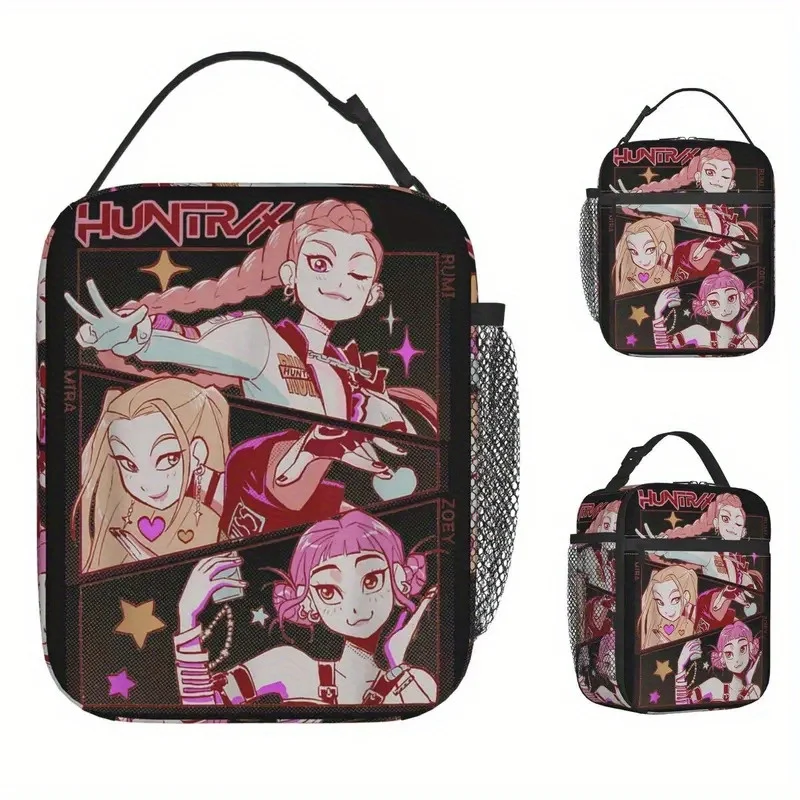 

K-pop Demon Hunters Huntrix Lunch Bag - Thermal Insulated Lunch Box With Zipper Closure, Leakproof Oxford Fabric Cooler Bag For