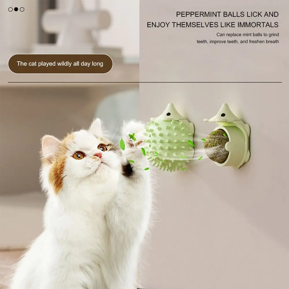 Cute Catnip Ball Toy Rotatable for Small Medium Cats Teeth Grinding Tools Promote Digestion Chewing Cleaning Teeth Toy