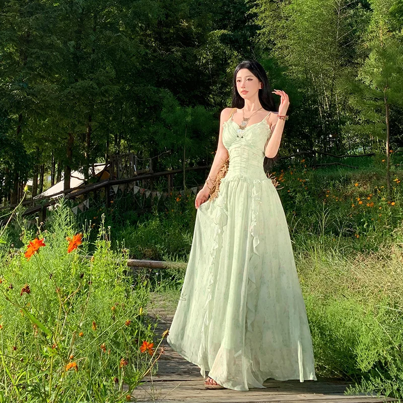 Beach Vaion Estampado floral Fuera de hombros Maxi Dr Falda gored ultra hada para mujer n Sle Svel V-Ne A-Li...