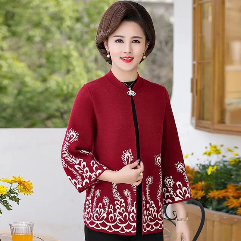 

Mother's Autumn Coat Is Loose 2023 New Middle-Aged And Elderly Women's Dress Is 40 To 50 Years Old And Has A Wild Knit Cardigan