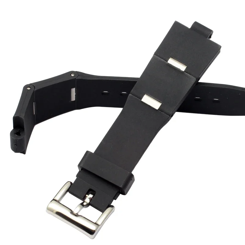 Bvlgari สายนาฬิกายางซิลิโคนมีรอยบาก DP42C14SVDGMT กำไลสีดำผู้ชายและผู้หญิงขนาด22x8 24x8mm