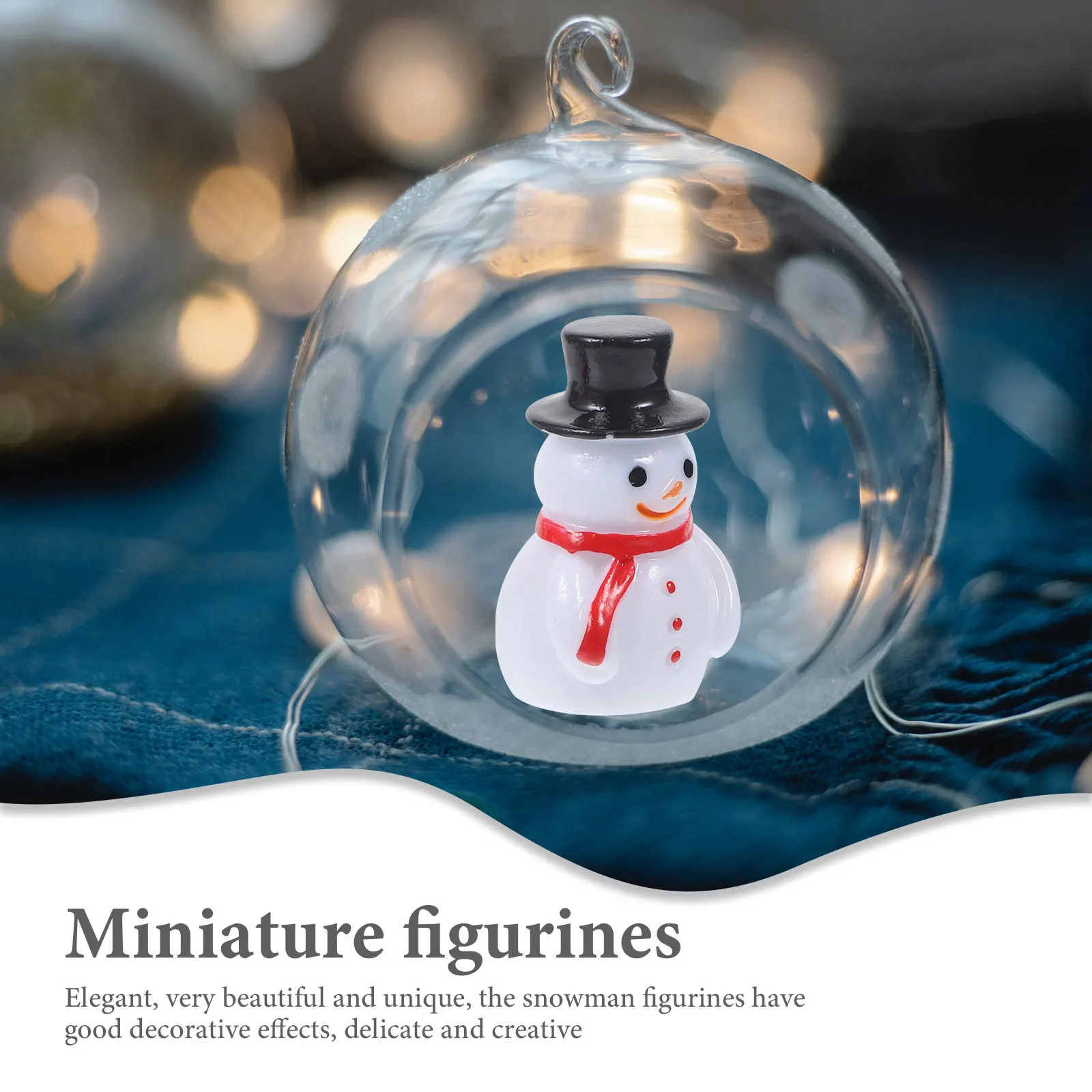 

40Pcs Resin Snowman Ornaments Mini Christmas Decorations Miniature Holiday Decor for Table Tiered Tray Room Miniature Figurines