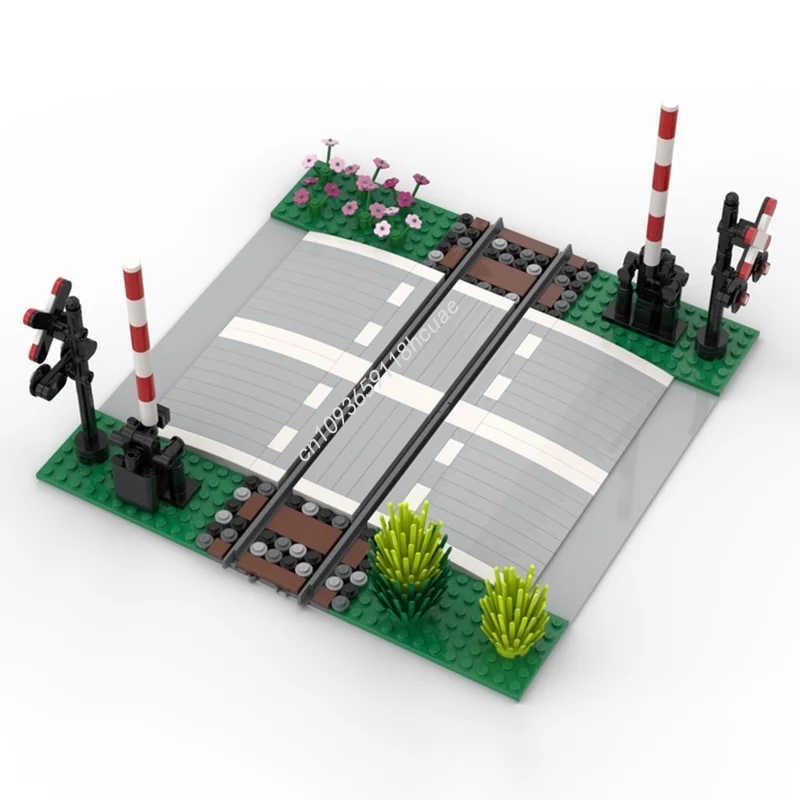 374 pz MOC Ferrovia Livello Crossing Passaggio Niveau Modello Building Blocks FAI DA TE Idea Creativa Mattoni Regali Di Natale Giocattoli Di Compleanno
