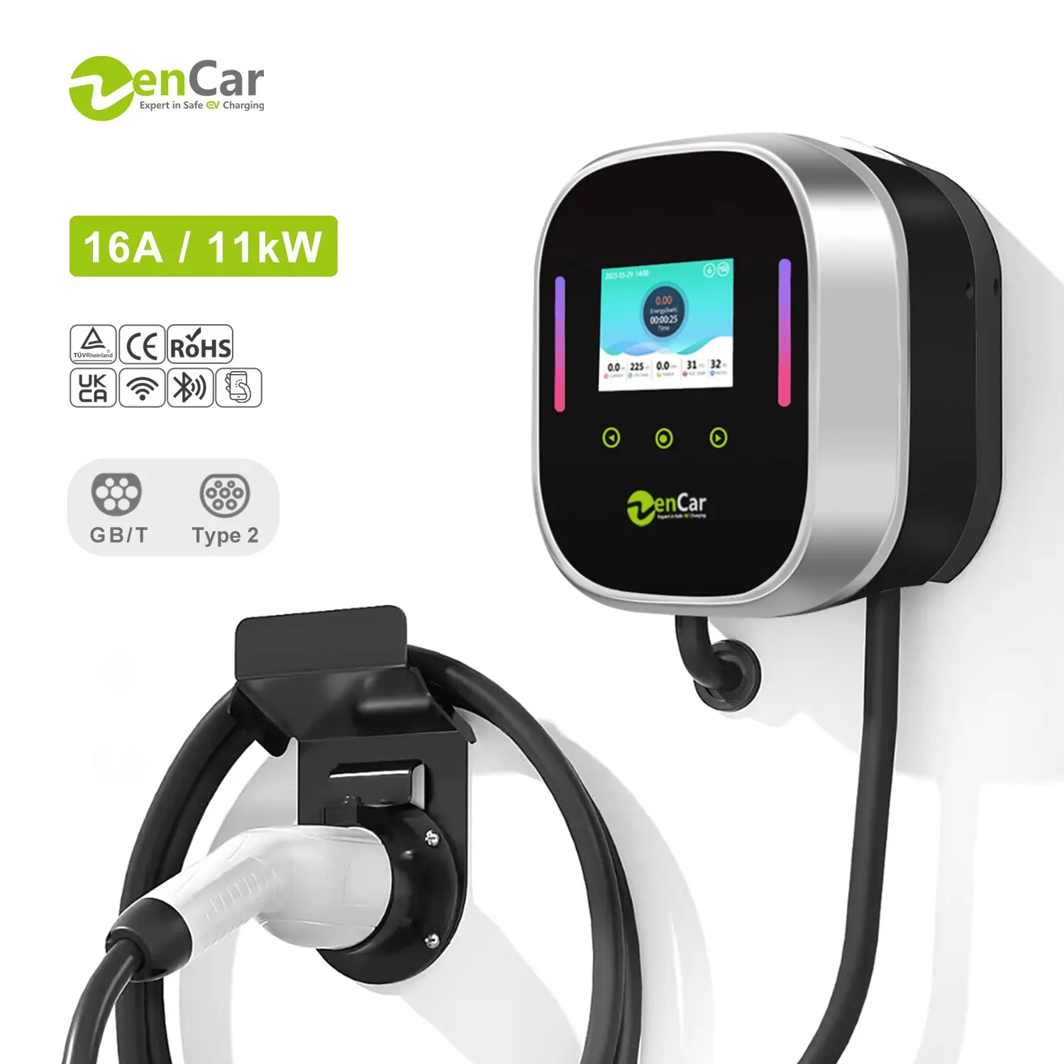 For TUV 16A EV Wallbox 11kW Type 2 GBT EV Charger New 3.5
