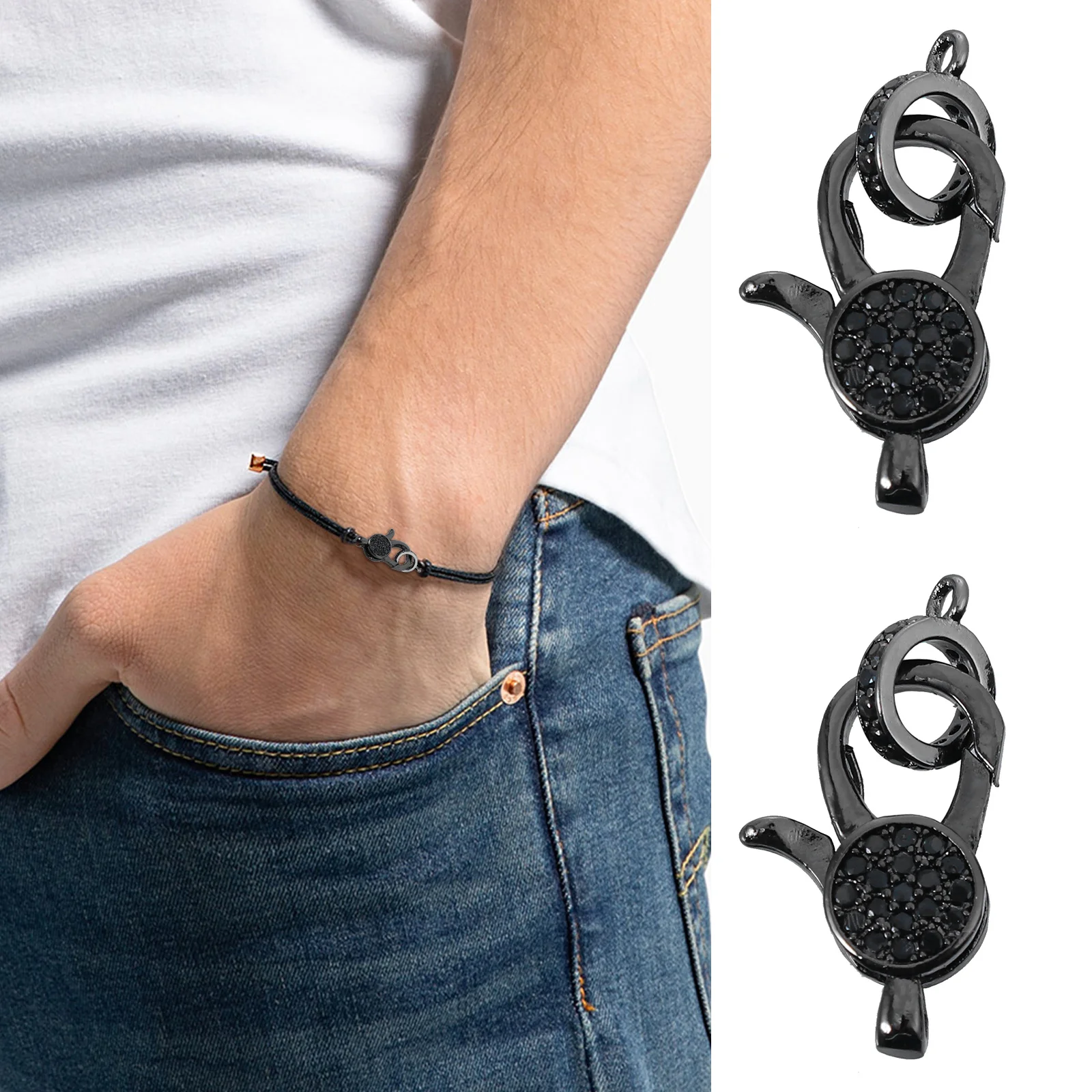 2Pcs Lobster Claw Clasp DIY Jewelry Connectors for Bracelets Necklaces Unique Design Small Space Saving Lobster Claw Clasp