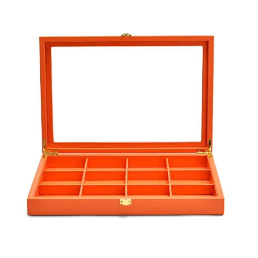 

Premium Leather Jewelry Organizer Tray with Acrylic Lid Bracelet Bangle Necklace Display Case Drawer Insert 12 Gird Jewelry Cas