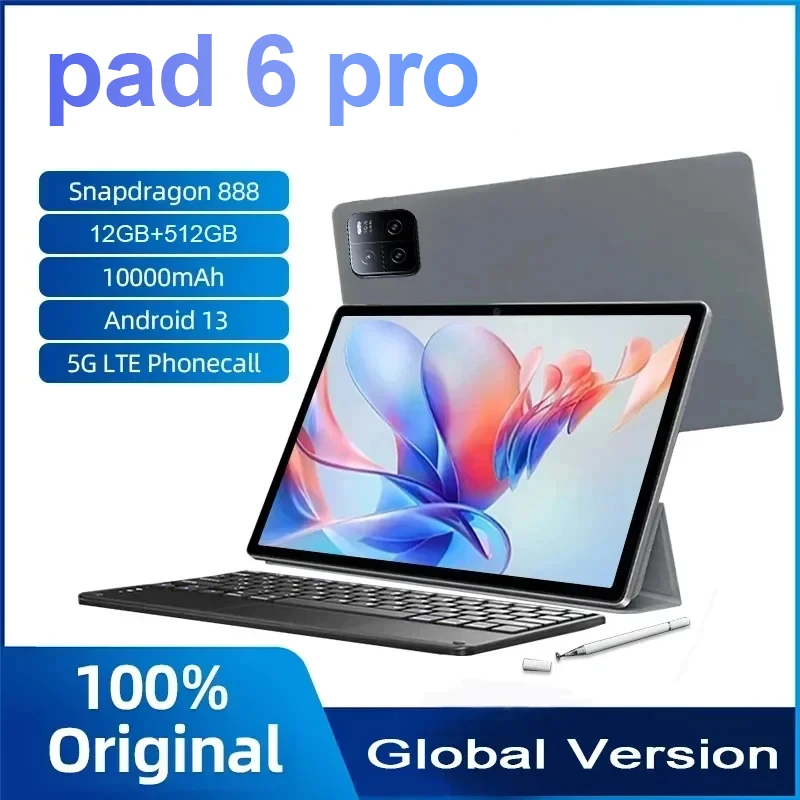 2024 Original Global Version Android Tablet PC Pad 6 Pro Snapdragon 888 16GB RAM+1TB ROM 5G Dual SIM Card 10000mAh HD  MiTab