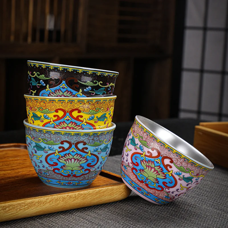 Tea cup enclosure stove ice tea ceramic silver cup  kung fu tea set owner  cup gift