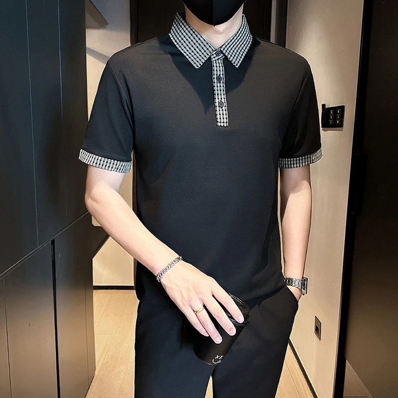 

Корейская рубашка с воротником, две рубашки поло, мужские летние рубашки поло с коротким рукавом, тонкая повседневная рубашка поло, красивая социальная уличная мужская одежда