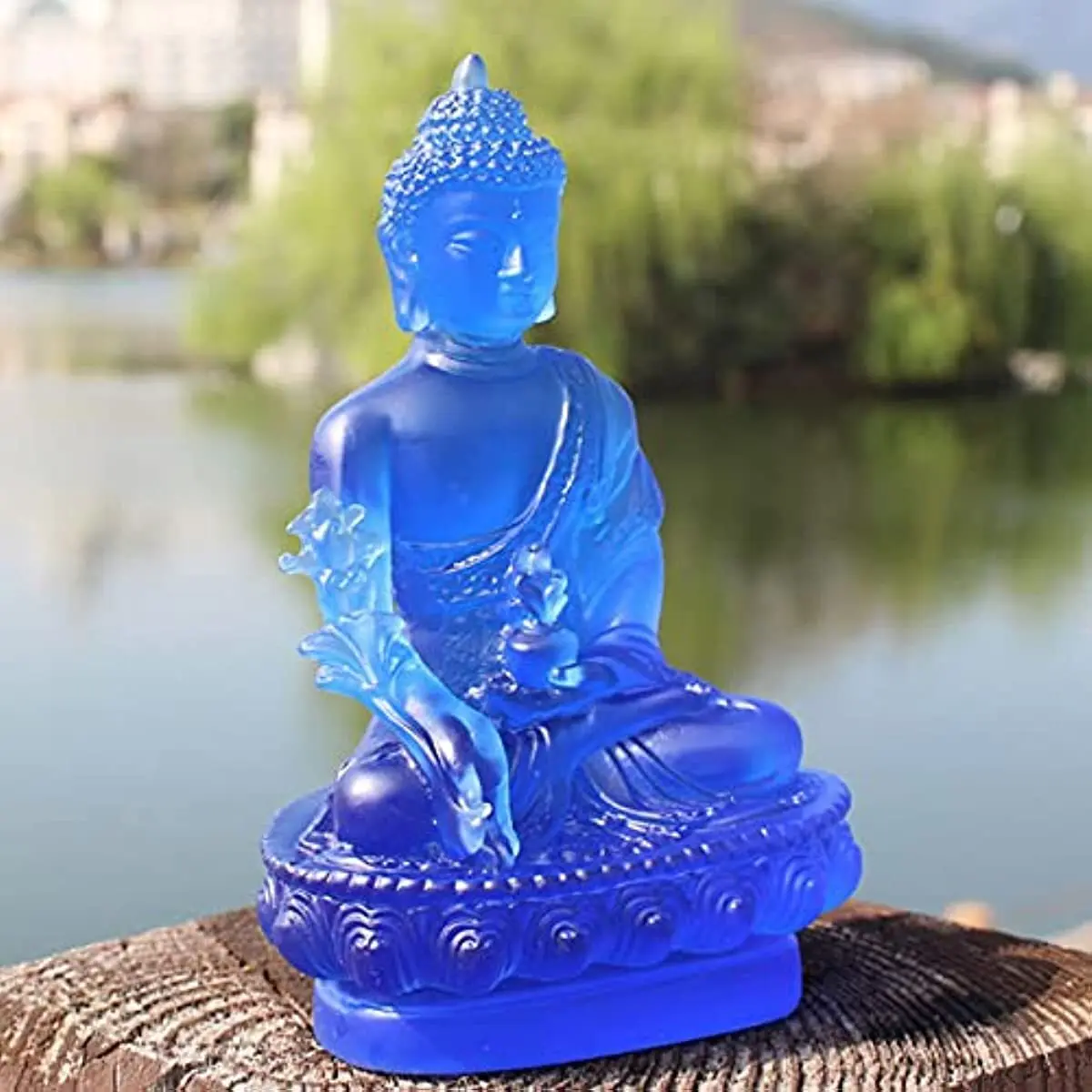 1Pcs Resin Buddha Medicine Figure Statue Altar Buddhist Fengshui