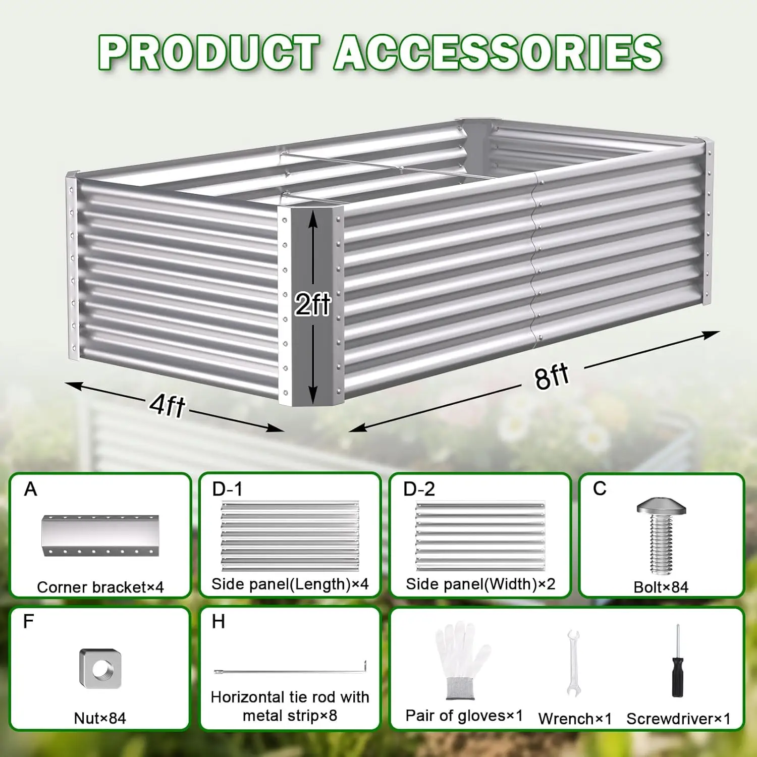 Outdoor Patio, Galvanized Metal, Silver, Large Rectangular Deep Root Planter Box for Gardening, Vegetables, Flowers, and Herbs view 5