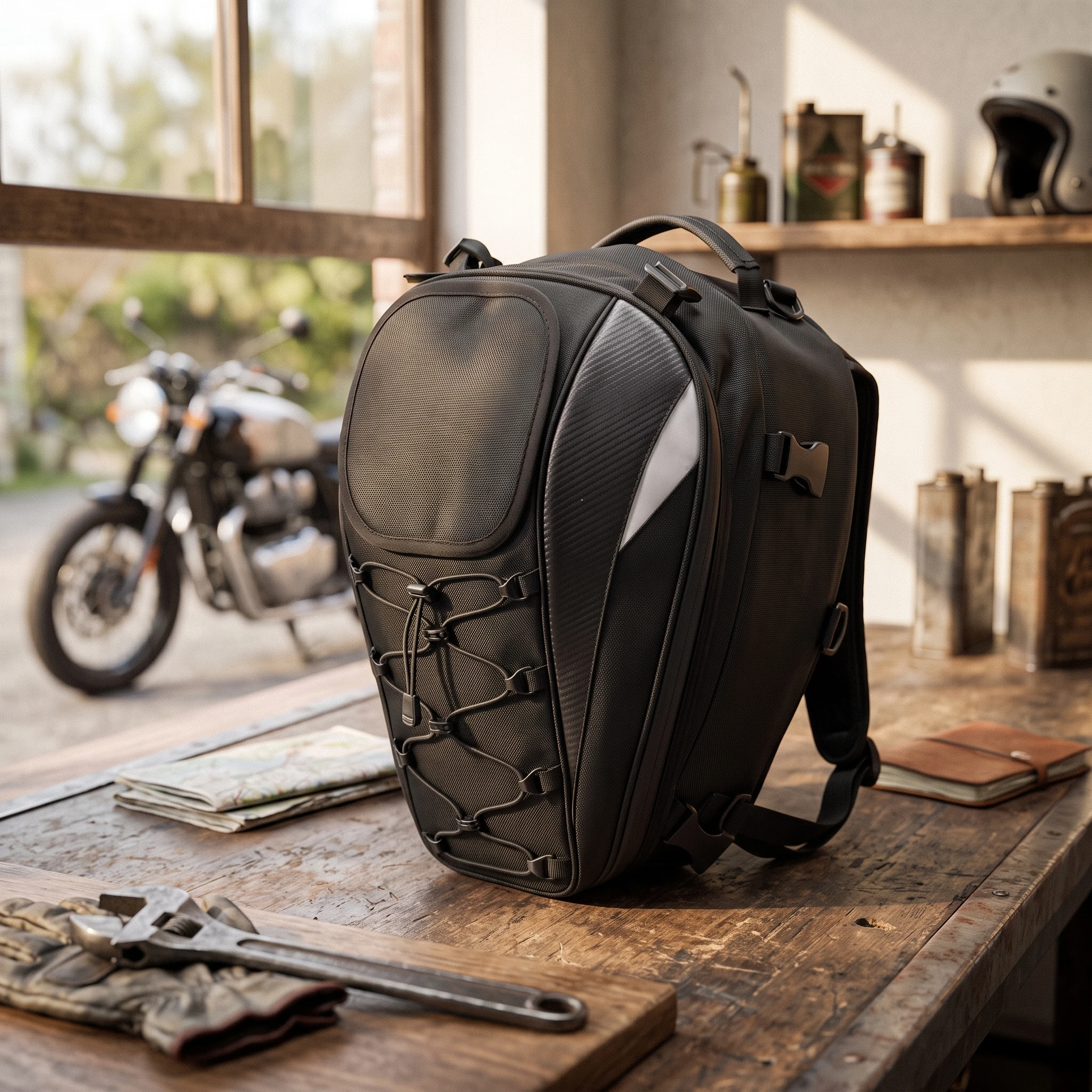 Motorcycle Tail Bag Expandable Motorcycle Rear Seat Bag Streamlined Multifunctional for Motorcyclists, Daily Commuting