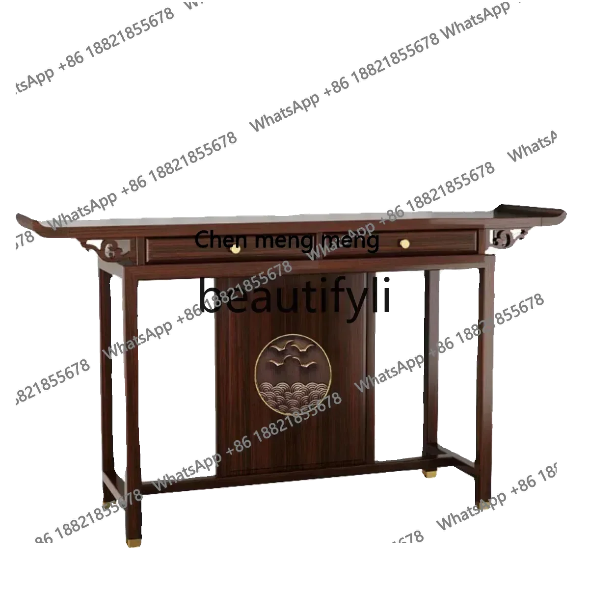 

New Chinese-style solid wood entrance table Ebony wood entry warped head case Shentai foyer strip case Middle hall table H