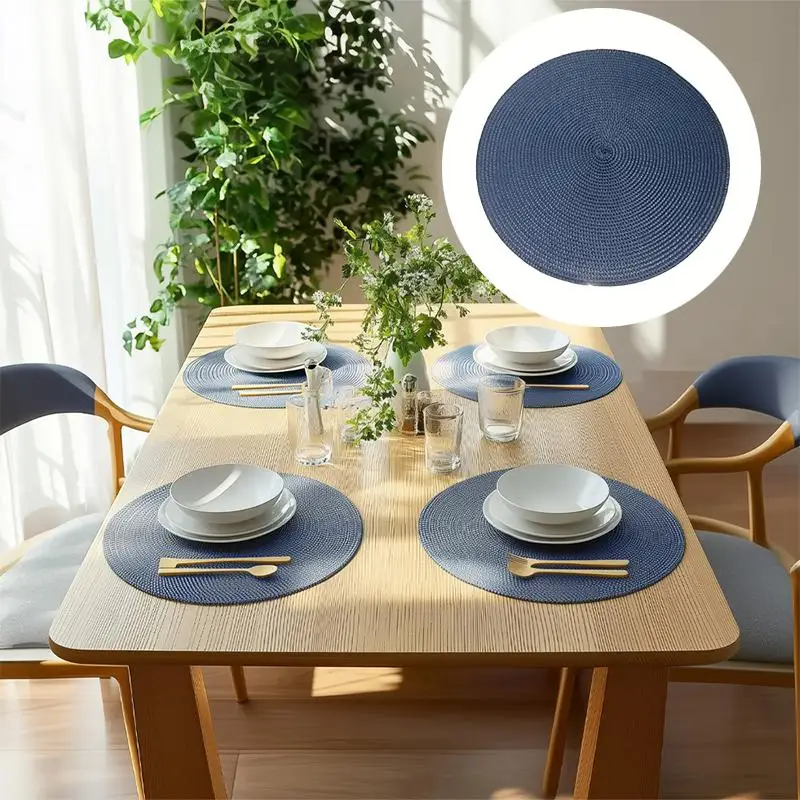 Woven Round Placemat Classic Premium Heat Insulation Pad Great for Kitchen Dining Desk and Coffee Table