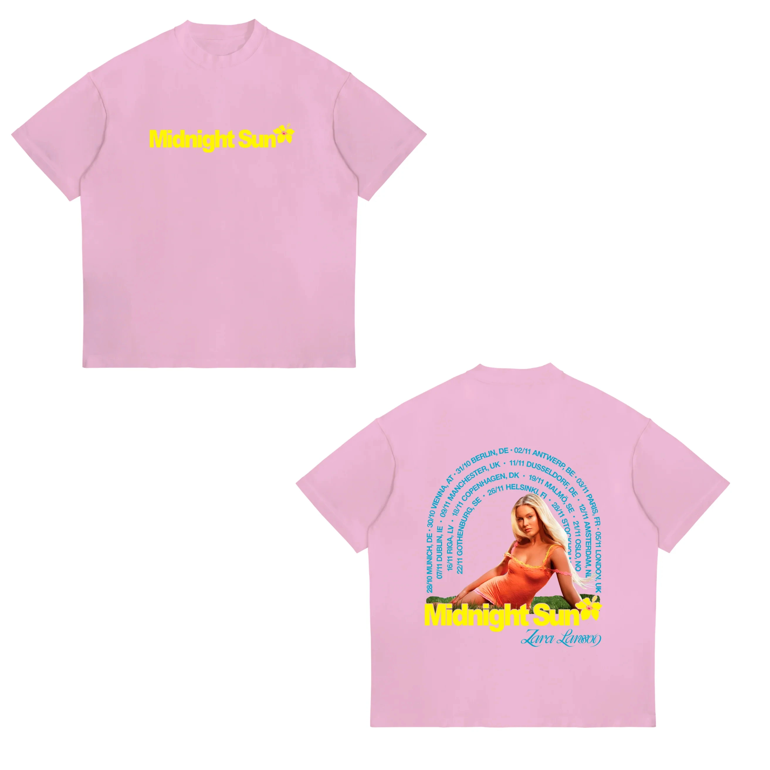 Camiseta Zara Larsson Midnight Sun Tour 2025 para Homens e Mulheres, Camisetas de Algodão, Casual de Verão, Manga Curta, Gola Redonda, Roupas Soltas, Tendência