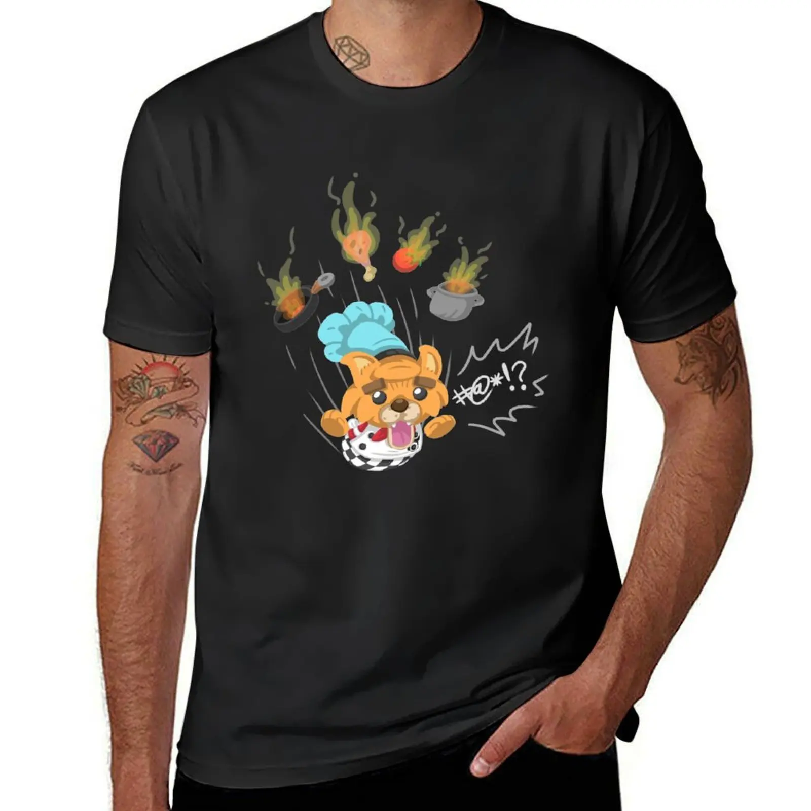 Overcooked Cat Chef chaos! T-Shirt summer top vintage tees funnys plain white t shirts men