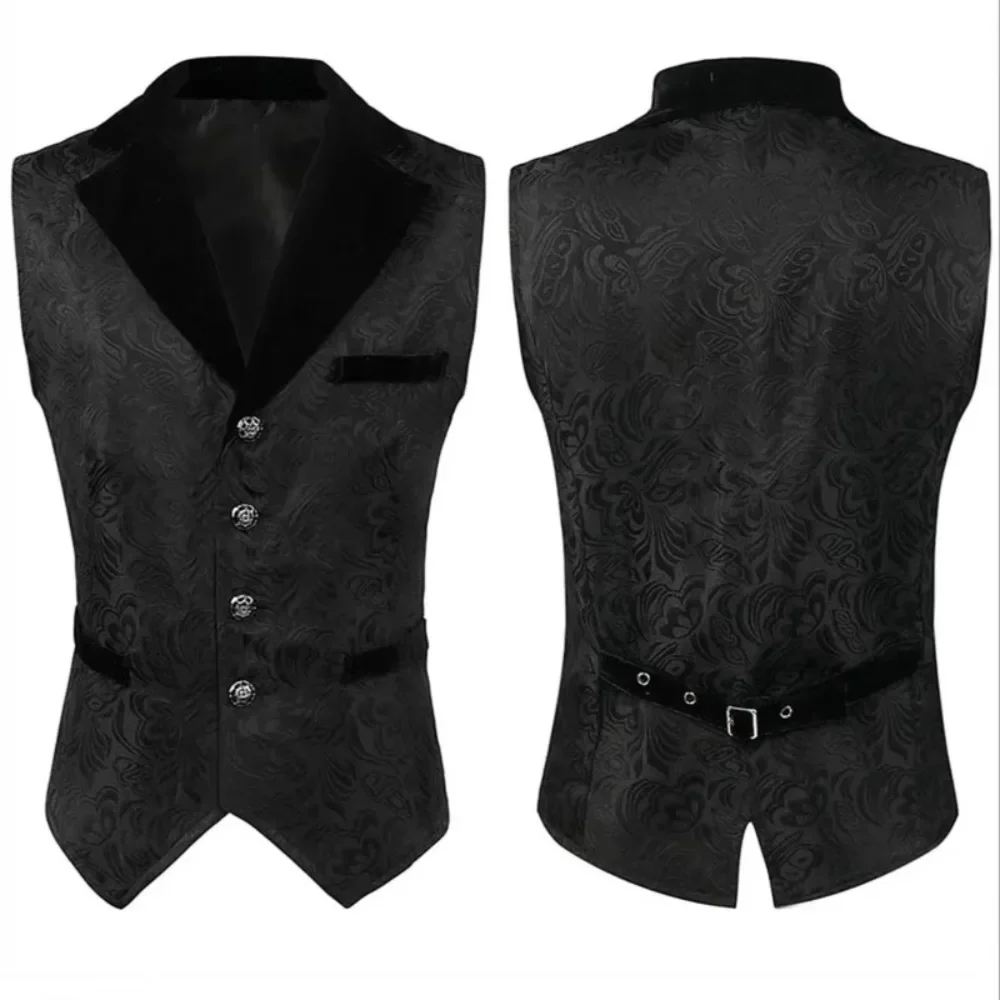 Herren-Weste im viktorianischen Steampunk-Stil mit Paisley-Muster, ärmellose Weste mit Reverskragen für Halloween, Cosplay-Partys und den täglichen Gebrauch. – Detail 6