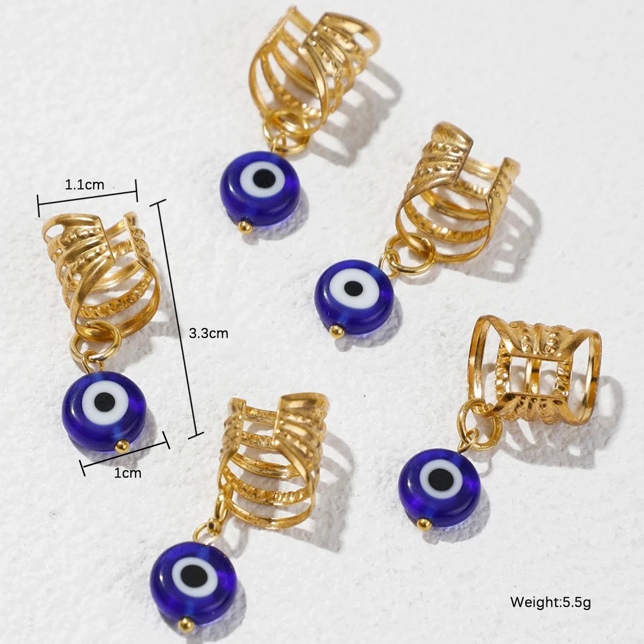 5PCS 더러운 머리 끈 헤어 링 세트 악마의 눈 디자인 빈티지 스타일 유행 헤어 액세서리 재고 있음
