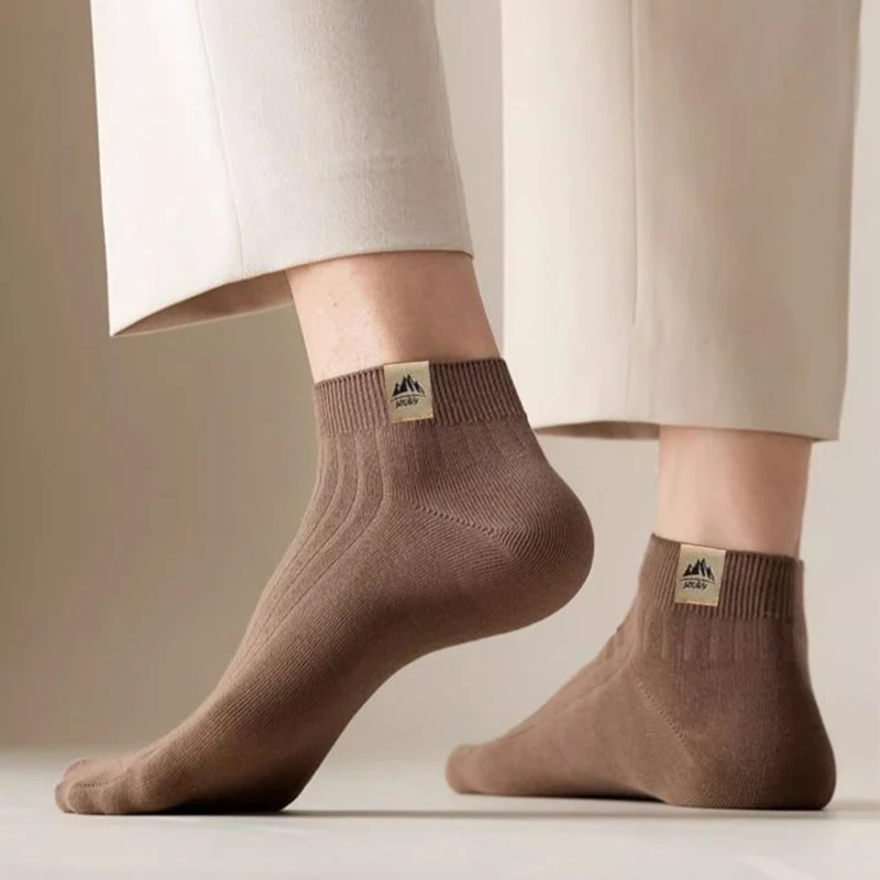 5 أزواج من الجوارب الرجالية البسيطة المريحة والقابلة للتنفس، جورب كاحل ناعم منخفض القطع عالي الجودة ممتص للعرق بلون سادة للرجال #3