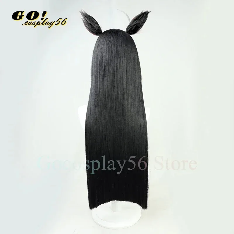 Derby Manhattan Cafe Cosplay Wig Ears Tail Headwear Black Long Straight Hair Women Girls NEW Idol Role Play - Detail 1