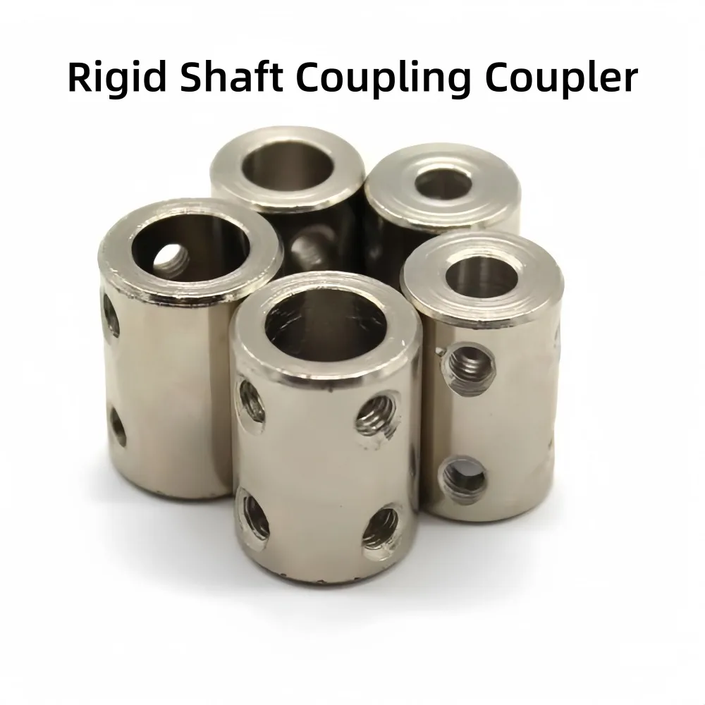 1Pcs  Durable 45# Steel Rigid Shaft Couplers, 3 4 5 6 6.35-12mm Motor Transmission Connectors, Set Screw Style Coupling Sleeves