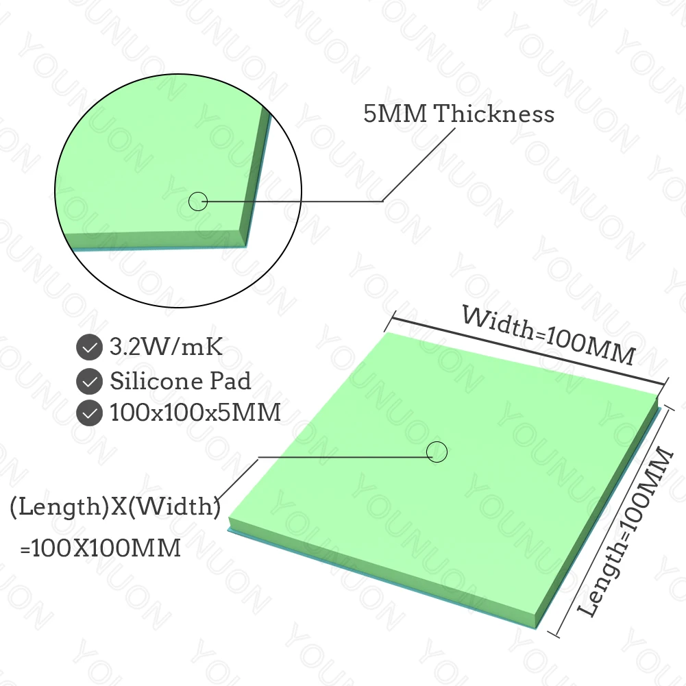 2PCS 100X5MM Green