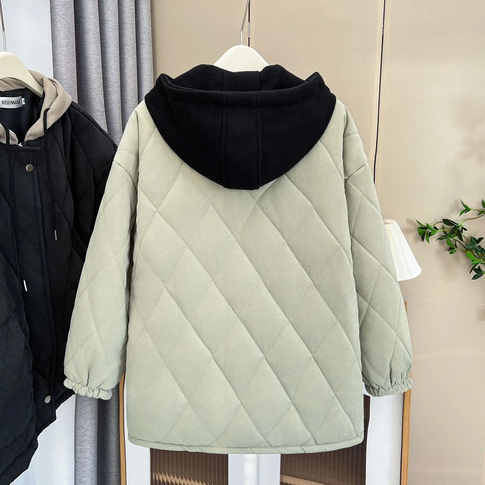 Simple Hooded Big Pocket Parka Women Winter 2023 Plus Size Casual Clothing Padded Coat Thermal Wadded Jacket S6 5712