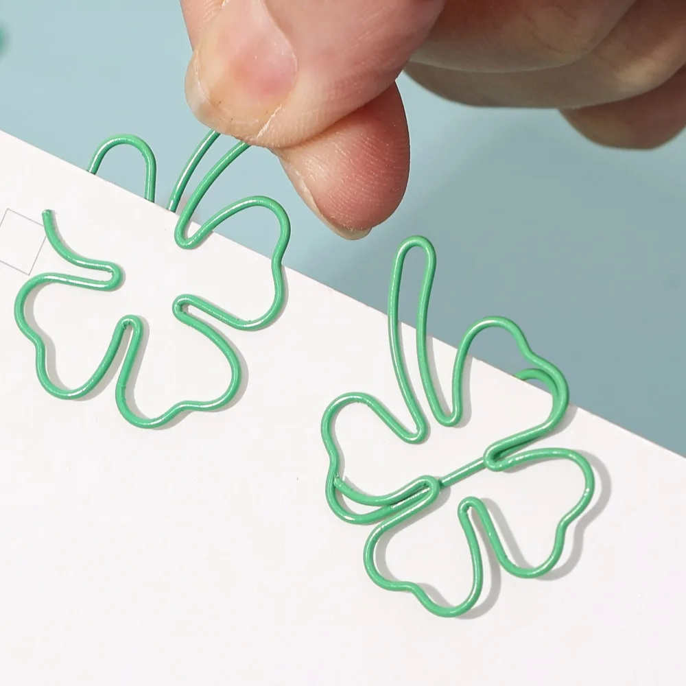 محظوظ أربع أوراق البرسيم دبابيس ورق مشبك ورق معدني للإشارات المرجعية صور 50-10 قطعة المنظم كليب INS نمط ملزمة المشبك مع صندوق