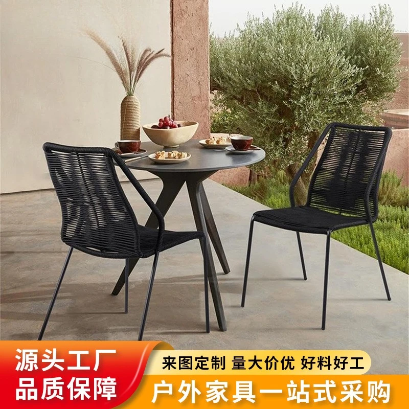 Nordic simple casual chair outdoor furniture rattan table and chair combination hotel exterior waterproof rattan chair outdoor d