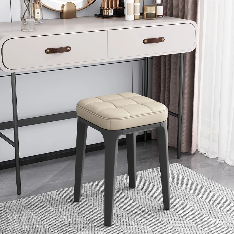 Stacking Stools,PU Leather Square Nesting Four-Legged Stool with Padded Stools Plastic Stackable Stool, Portable Breakfast