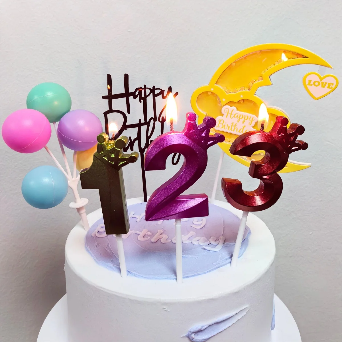 Crown Digital Candles Cake Decorations Age Years Happy Birthday Holiday Wedding Valentine‘s Day Boy Girl Colorful Party Supplies